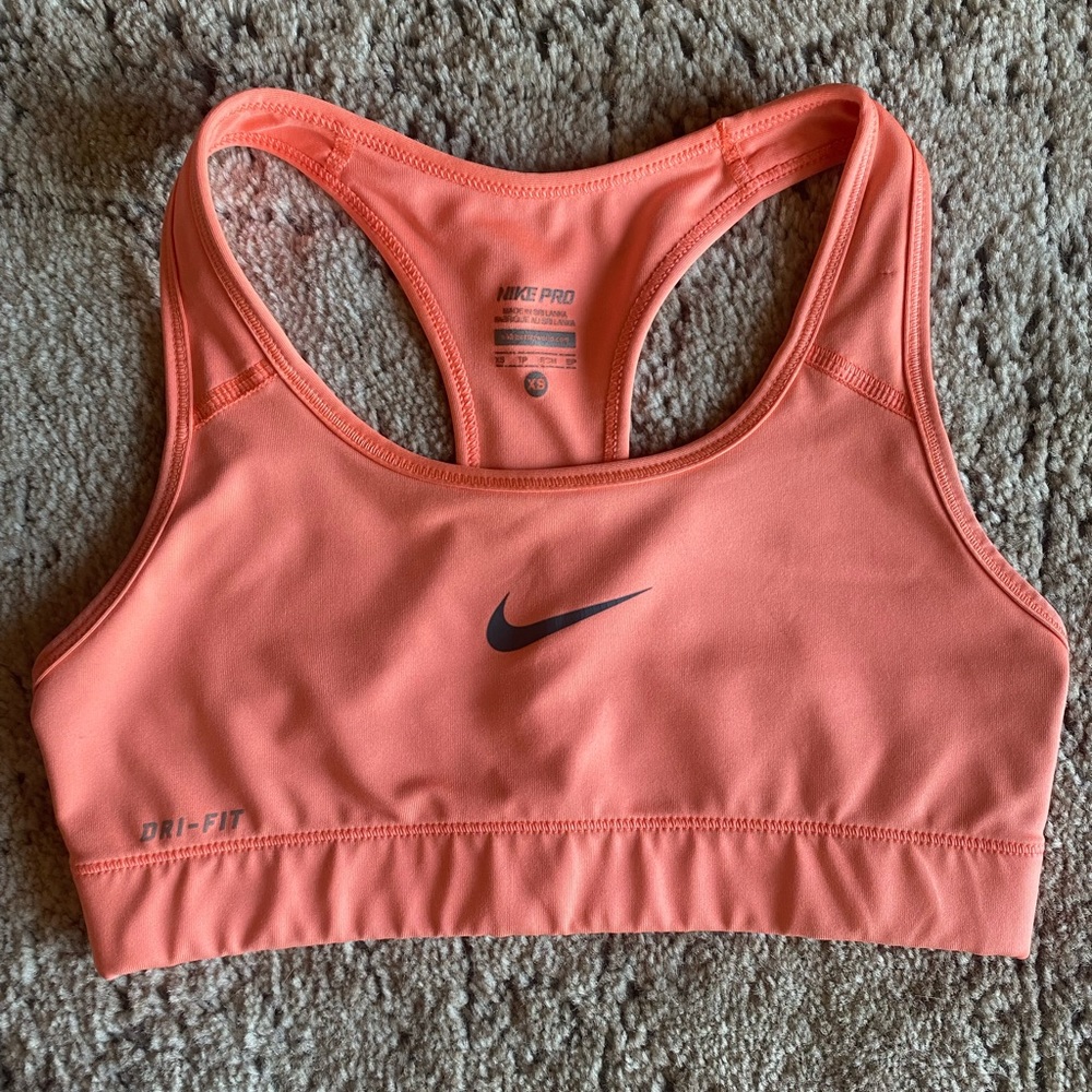 XS pink/coral dri-fit Nike sports bra